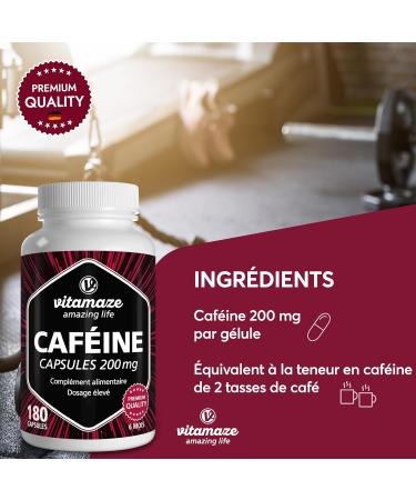 Caffeine Capsules 200mg of High Dosed Pure Caffeine Powder 180 Capsules for 6 Months of Pure Caffeine Powder Vegetable Dietary Supplement Without Unnecessary Additives Made in Germany - Buy Online on GoSupps.com