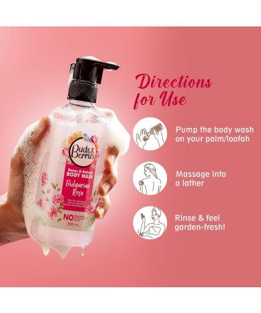 Buds & Berries Detox & Refresh Bulgarian Rose Body Wash - Paraben-Free & Soap-Free Shower Gel 300ml - International Shipping Available - Buy Online on GoSupps.com