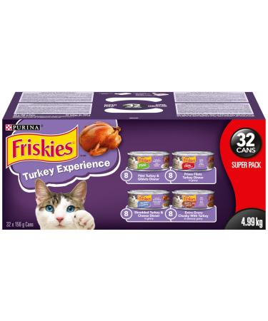Purina Friskies Turkey Experience Wet Cat Food Super Pack 32 x 156g Cans Brown (44338)