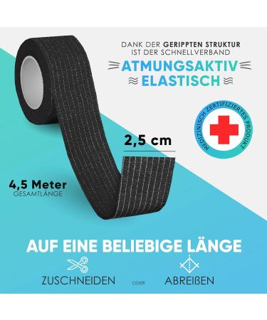 Finger Pavement Self-Adhering Plaster Roll - 8x Waterproof Elastic Tape (2.5cm x 4.5m) - Black Dust & Dirt Repellent - Pack of 8 Rolls - Buy Online on GoSupps.com