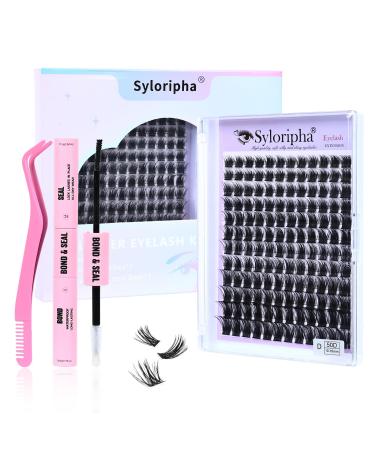 Syloripha Cluster Lashes Individual Lashes D Curl Professional Lash Extension DIY False Eyelashes Fluffy Soft (Eyelash Sets 50D)