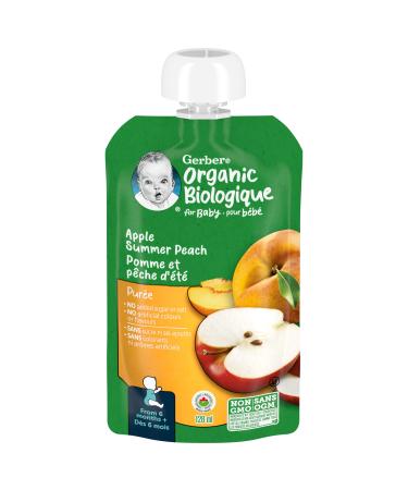 Nestle Gerber Nestle Gerber Organic Puree Apple & Summer Peach 128ml Pouch