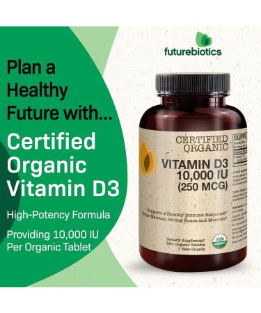 Futurebiotics Vitamin D3 10 000 IU (250 MCG) Supports a Healthy Immune Response Helps Maintain Strong Bones and Muscles 360 Organic Tablets 360 Count (Pack of 1) - Buy Online on GoSupps.com