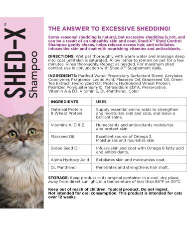 Shed-X Shed Control Shampoo for Cats 8 oz - Reduce Shedding, Infused with Vitamins and Antioxidants for Healthy Skin and Coat - Buy Online on GoSupps.com