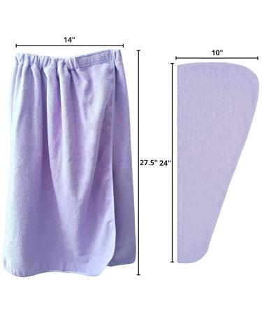 Rucci Soft Microfiber Fleece Turban & Body Wrap Towel Set for Shower - Purple | Luxurious Bath Essentials International Shipping - Buy Online on GoSupps.com