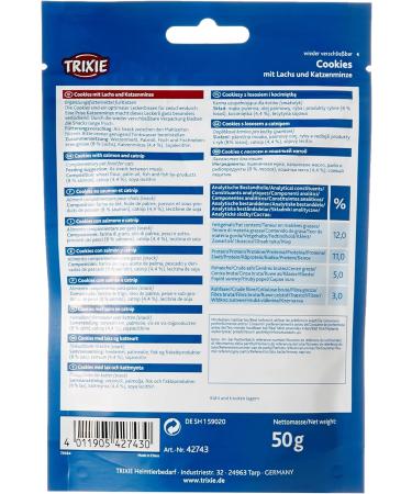 Trixie 42743 Salmon & Catnip Cookies for Cats - 50g Pack of 2 | International Shipping Available - Buy Online on GoSupps.com