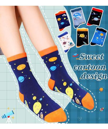 Kids Boy Cotton Crew Socks 6 Pairs - Space Design, Size 6-8 Years - Buy Online on GoSupps.com