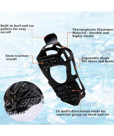 Snow Traction Cleats - Non-Slip Ice Cleats Crampon for Walking - Large Size with 24 Steel Spikes and Straps - Buy Online on GoSupps.com