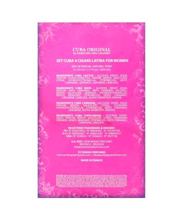Cuba Cuba Latino Collection Women 4 Pc Gift Set 1.17oz Cuba Copacabana EDP Spray 1.17oz Cuba Maya EDP Spray 1.17oz Cuba Carnaval EDP Spray 1.17oz (Cha-2549) - Buy Online on GoSupps.com