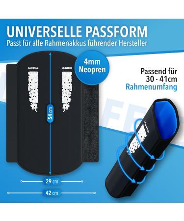 Lainfeld E-Bike Battery Protective Cover | Universal Fit | 30-41 cm Circumference | Neoprene Protection Against Cold & Dirt | Reflectors | Black-Blue E-Bike Accessories - Buy Online on GoSupps.com