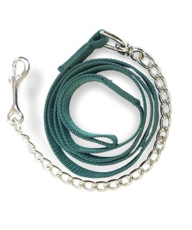 Guide for horses |Safe leading with iron chain & nylon handle |Guide suitable for stallion dogs pony donkey |Length 2.10 m (dark green)