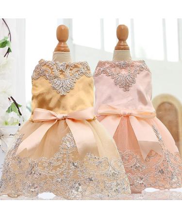 Pet Dog Dress Bowknot Princess Dress Puppy Tutu Skirt Girl Outfit for Dog Cat (L Pink) L Pink - Buy Online on GoSupps.com