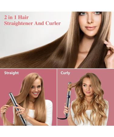 Flat Iron Hair Straightener & Curler 2 in 1 - Negative Ion Adjustable Temp for All Hair Types - Gray - Buy Online on GoSupps.com
