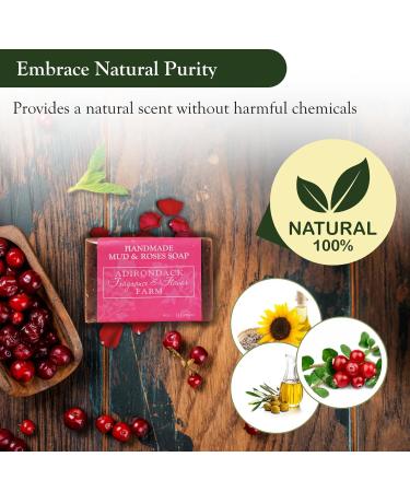Adirondack Cranberry Rose Soap Bar - Handmade Organic Vegan Soap for Moisturizing Sensitive Skin - 4 oz - Buy Online on GoSupps.com