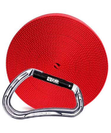 Rock-N-Rescue 20-Foot Webbing and Carabiner Combo - Heavy-Duty Tubular Nylon, Made in USA, Rock Climbing, Firefighter, and Rescue Gear Red