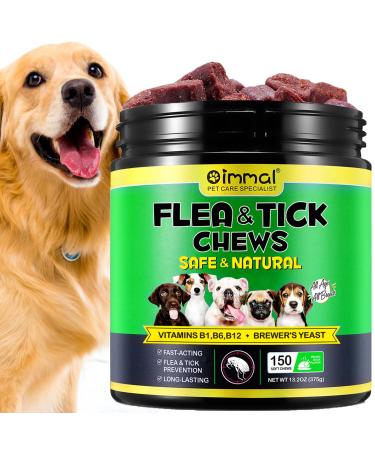 Flea & Tick Prevention for Dogs Chewables Natural Flea and Tick Supplement for Dogs Dog Flea Treatment with Duck Flavor Flea and Tick for Dogs All Breeds and Ages 150 Chews