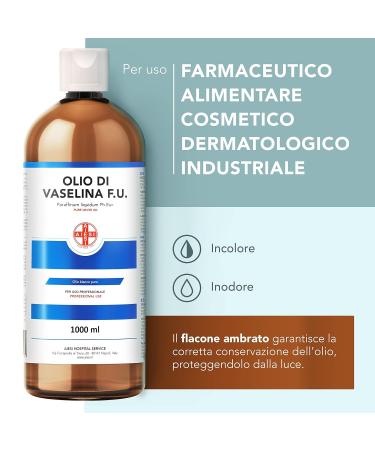 Aiesi 100% Pure Vaseline Oil - 1L Bottle for Pharmaceutical Food Cosmetic & Industrial Use - Made in Italy - Buy Online on GoSupps.com