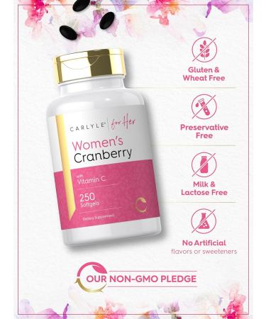 Carlyle Cranberry Pills for Women | 250 Softgels | Concentrated Extract Supplement with Vitamin C and E | Non-GMO, Gluten Free | for Her - Buy Online on GoSupps.com