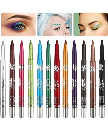 Chargenyang 12 PCS Colorful Eyebrow Pencil Eyeliner Eyebrow Lip Liner Pencil Pen Makeup Cosmetic Set Kit Retractable Long-Lasting Smooth Waterline Eye Liner Lip Liner Eyeshadow Eyeliners for Women - Buy Online on GoSupps.com