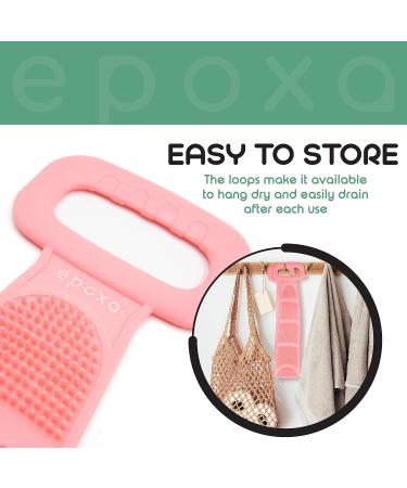Silicone Body Scrubber & Exfoliating Facial Brush Set - Double Sided Quick Dry Antimicrobial - Perfect for Showering - Pink - Buy Online on GoSupps.com