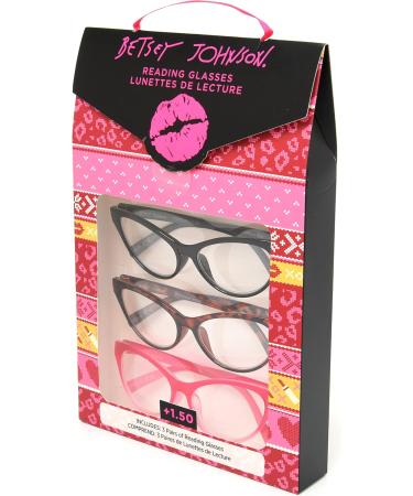 Betsey Johnson Women's Fairisle Cat Eye Reading Glasses - Black Tortoise Pink Gradient - 54mm +2.5 | Stylish & Chic eCommerce Shipping Internationally - Buy Online on GoSupps.com