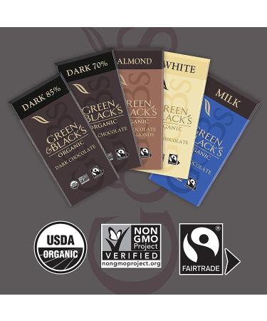 Green & Black's Organic Milk Chocolate with Almonds Bar 34% Cacao - 10 Pack - Buy Online on GoSupps.com
