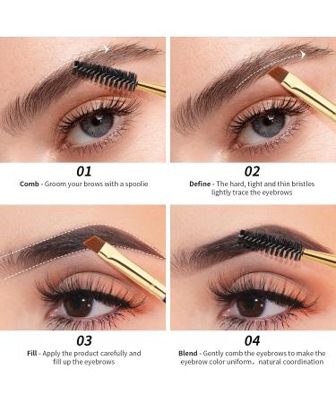 Docolor Eyebrow Brush Duo | Professional Angled Eye Brow Brush Set | Lining and Shaping Brows | Spoolie for Brows or Lashes | Black 3PCS - Buy Online on GoSupps.com