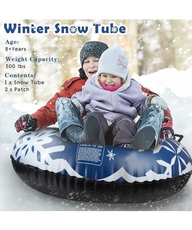 Dilonfi 47 Inch Inflatable Snow Tube Sled - Heavy Duty Winter Toy for Kids and Adults - Blue - Buy Online on GoSupps.com