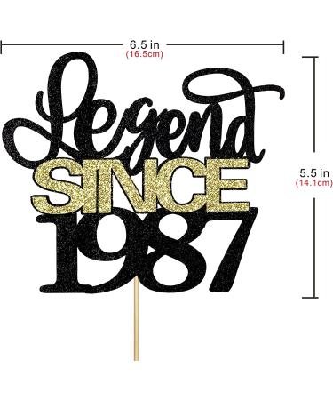 Artczlay Legend since 1987 cake topper  men and women cheer 35 years old happy birthday cake top hat black gold glitter cake decoration supplies - Buy Online on GoSupps.com
