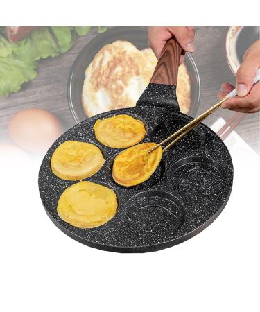 ZPRMMN 7 Holes Egg Frying Pan Multifunction Hamburger Steak Non Stick Pan Cooking Pan Cooking Utensils 7 holes Wooden Handles