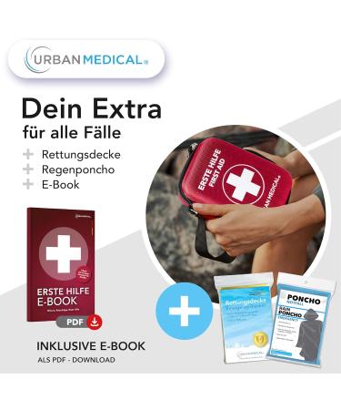 Urban Medical Outdoor First Aid Set - Fully Equipped Kit with Malta Emergency Brochure Rescue Blanket & Rain Poncho | Ideal for Car & Bike | DIN13167 - Buy Online on GoSupps.com