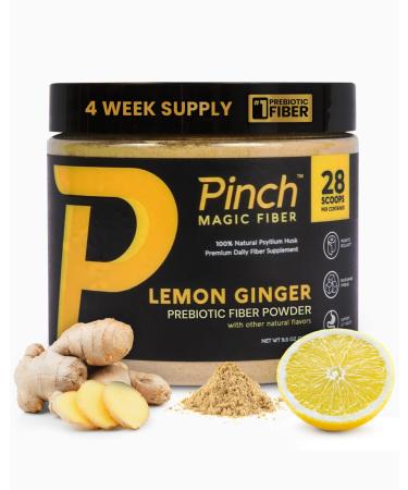 Pinch Magic Sugar Free Fiber Powder Light Lemon Ginger Psyllium Husk with Bromelain & Vitamins C & D Vegan Gluten-Free Clean Label USA-Made GMP-Certified 28-Day Supply Lemon Ginger 6.8 Ounce (Pack of 1)