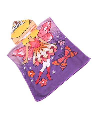 FEBE Bath Poncho Children Bath Towel With Hood Bathrobe for Toddler Fairy