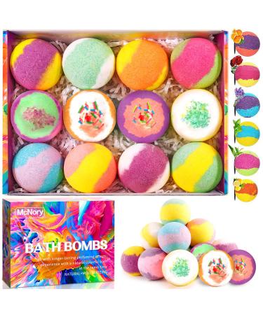 McNory Bath Bombs Bath Ball Gift Set 12 Bath Bombs for foam bath and natural essential oil spa Perfect Valentine's Day Christmas Bath Badge Gift