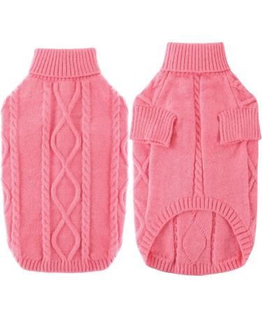 Warm Turtleneck Dog Sweater for Small Dogs & Cats - Classic Knitting Winter Puppy Clothing - Pink XXL - Buy Online on GoSupps.com