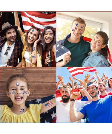 Ctosree 492 Pcs Fourth of July Temporary Tattoos - Patriotic Red White Blue Stickers for Kids & Adults | USA Flag Party Supplies for Memorial Day, Independence Day & Labor Day - Buy Online on GoSupps.com