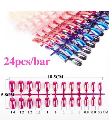 Flofia 240 PTH Ballerina Metallic Shiny False Nails Long Press-On Nail Art Tips for Stunning DIY Designs - Buy Online on GoSupps.com