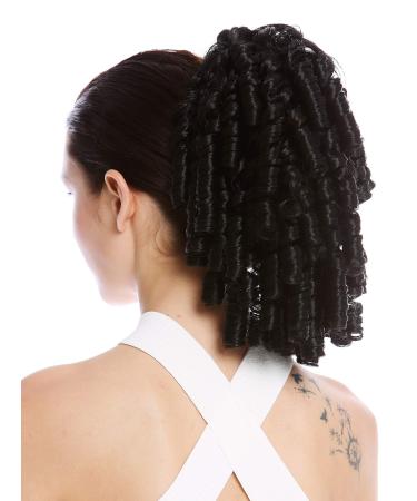 WIG ME UP - N900A+2-V-1B hairpiece braid ponytail corkscrew curls curly voluminous black velvet black (1B)