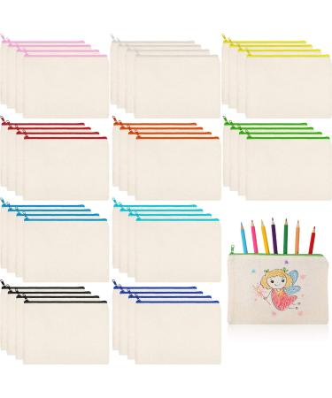 40 Pieces Canvas Zipper Pouch Bags Canvas Pencil Pouch Canvas Makeup Bags Blank Canvas Pencil Case Canvas Cosmetic Bag for Travel DIY Craft School (7.09 x 4.33 Inches S) - Buy Online on GoSupps.com