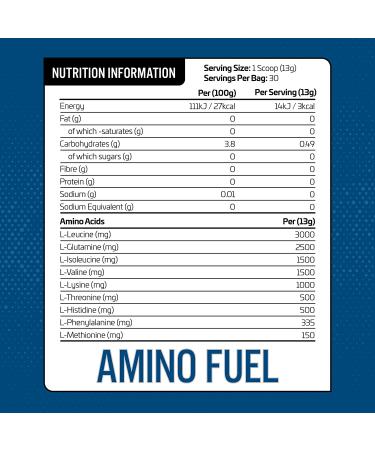 AN Health & Fitness Amino Fuel - EAA Powder Supplement for Muscle Growth - 11g Aminos, BCAAs - ICY Blue Raz 390g - Buy Online on GoSupps.com