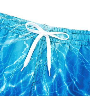 Tuonroad Boys Bathing Shorts | Funny 3D Print Fast Drying Swim Trunks | Summer Beach Shorts for Ages 5-14 | Blue Lightning Size 9-10 - Buy Online on GoSupps.com