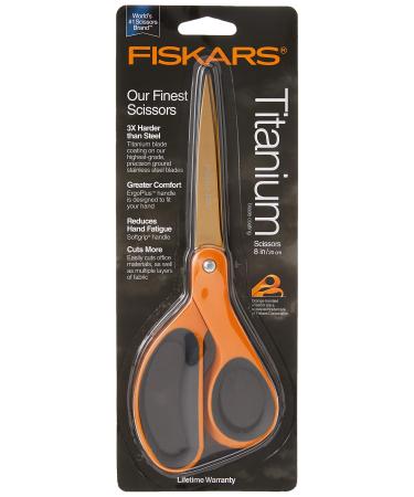 Fiskars 01-004244J Premier Softgrip Titanium Straight Adult Scissors, 8 Inch, Orange - Buy Online on GoSupps.com