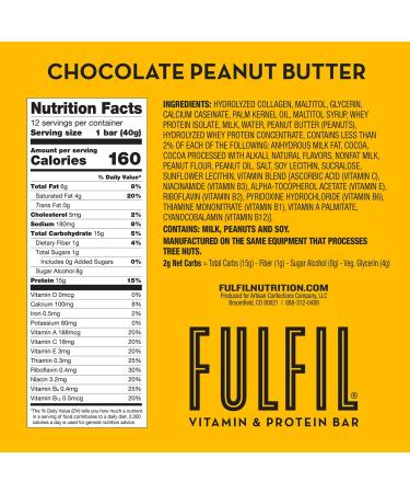 FULFIL Vitamin & Protein Snack Bars Variety Pack - 15g Protein, 8 Vitamins with Vitamin C - 12 Count - Buy Online on GoSupps.com