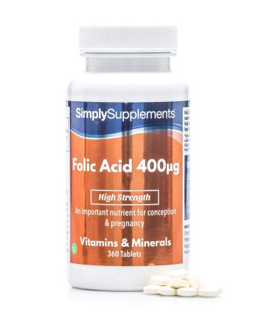 Folic Acid (Vitamin B9) 400mcg | 360 Tablets Up to 1 Year Supply | Vegan & Vegetarian Friendly | Pregnancy Care | Manufactured in The UK - Buy Online on GoSupps.com
