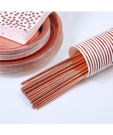 89 Pieces Rose Gold Party Supplies Party Tableware Foil Paper Plates Napkins Cups Straws for Weddings Anniversary Birthday for 16 Guests - Buy Online on GoSupps.com