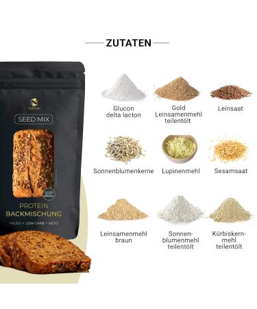 Keto Brot Backmischung Seed Mix 2x200g | 20% Protein | Gluten-Free Low Carb & Paleo | Ketogenic Bread Mix for 1.65 kg Bread - Buy Online on GoSupps.com