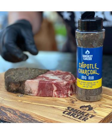 Chipotle Charcoal BBQ Rub | The Smokey Carter | Activated charcoal steak seasoning | Great on burgers brisket ribs & lamb | Chipotle chilli smoky kick - Buy Online on GoSupps.com