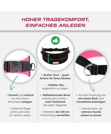 LASALINE Canicross Belly Belt - Comfortable Dog Leash Trekking Belt in Black & Neon Pink | Ideal for Outdoor Adventures - Buy Online on GoSupps.com