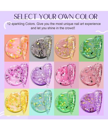 Saviland Platinum Glitter Gel Nail Polish Set - 12 Colors | Soak Off Nail Art for Home DIY & Professionals - 6ML - Buy Online on GoSupps.com