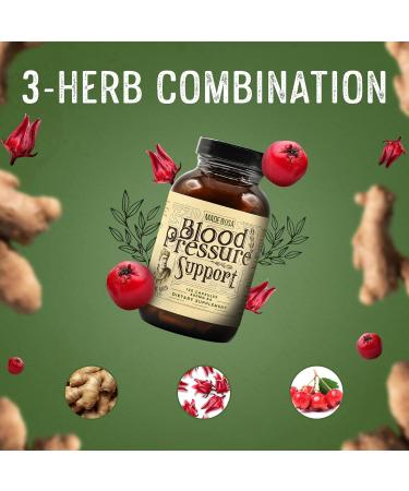 Medicine Man Plant Co. Blood Pressure Support 120 Capsules - Natural Herbal Pills with Hawthorn Rosella Hibiscus and Ginger - Organic and Herbal Supplement - Buy Online on GoSupps.com